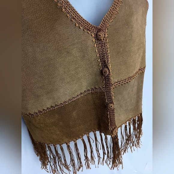 Fringed Vintage Boho Western,Hippie,Cowgirl Suede Leather Vest (#1,538)(C) - Picture 6 of 11